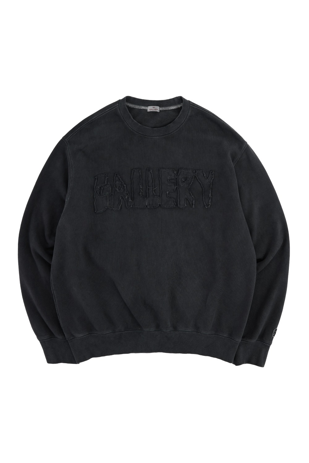 Cut Out Dying Gallery Sweat Shirt - Charcoal Grey