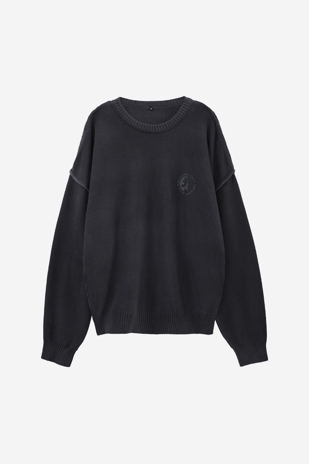 1011 Reversed Graphic Waffle Knit-Charcoal